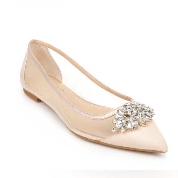 Badgley Mischka Shoes - Badgley  Mischka Jewel pointed toe flats size 10 nude/pink color